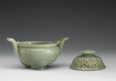 图片[3]-Jade incense burner with animal-mask pattern, Qing dynasty (1644-1911)-China Archive